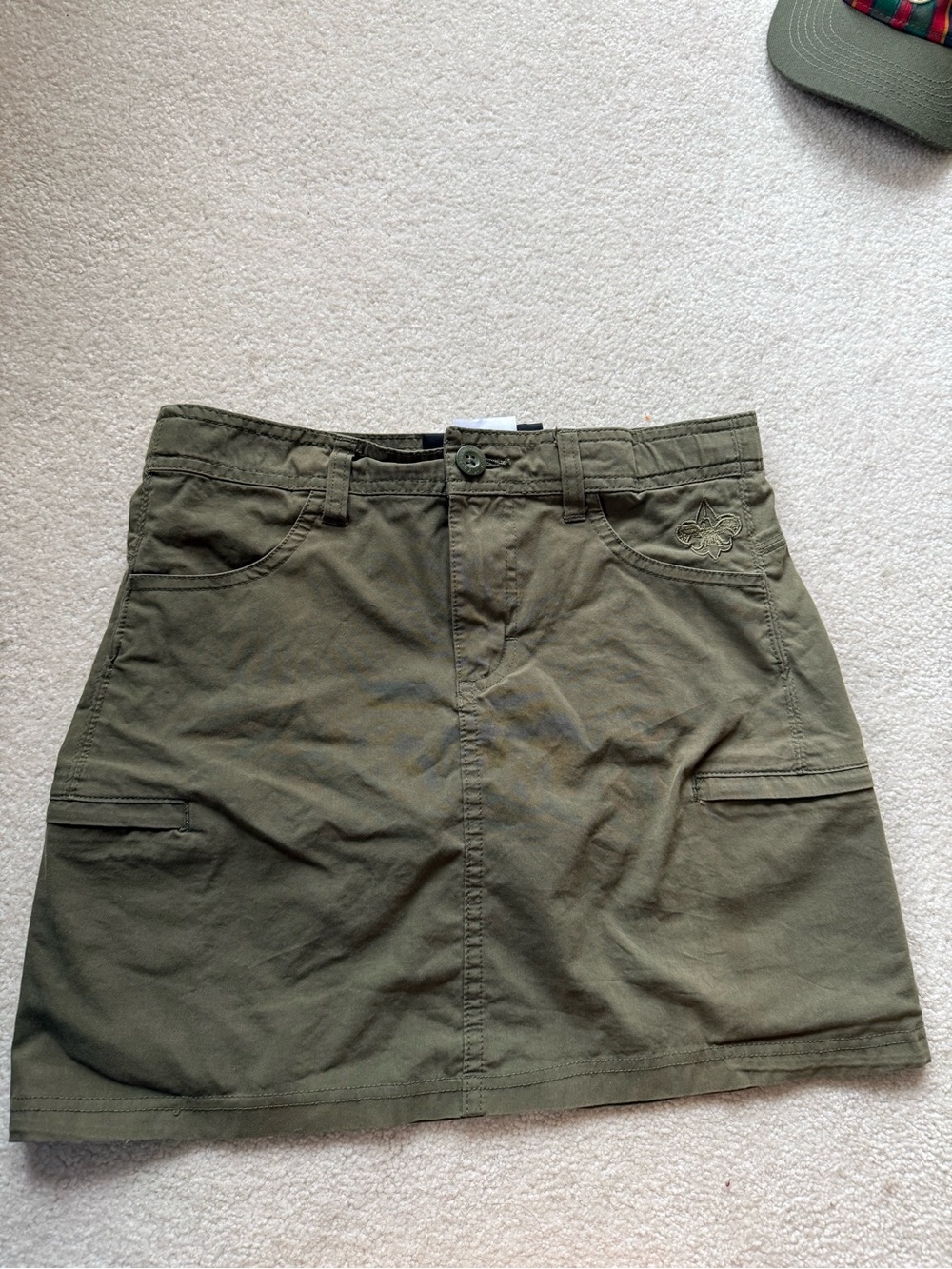 Scouting America Girls Adjustable Waist Olive Utility A-Line SKORT girls 12